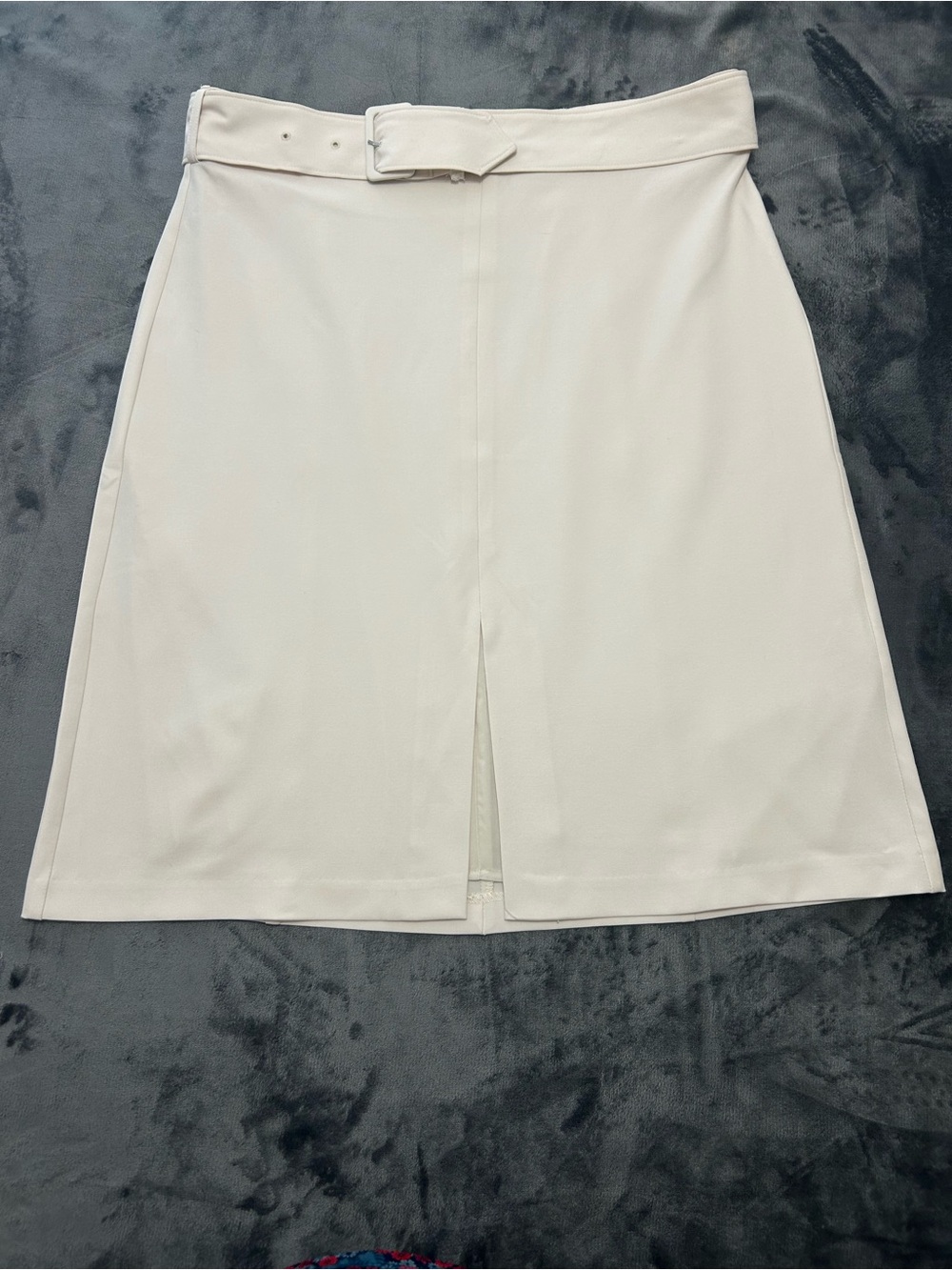 Banana Republic Cream Belted A-Line Skirt with Front Slit